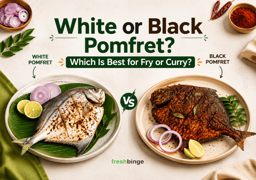 White Pomfret and Black Pomfret comparison for curry, fry and grilling