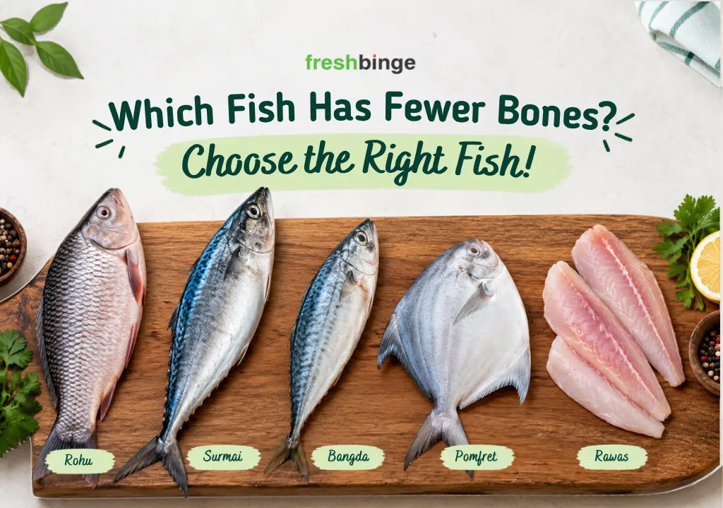 Fish with fewer bones including Basa, Pomfret and Seer Fish